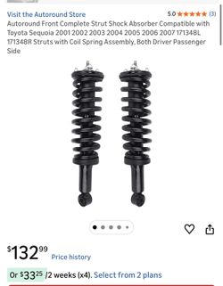 Autoround Front Complete Strut Shock Absorber Compatible with Toyota Sequoia 2001 2002 2003 2004 2005 2006 2007 171348L 171348R Struts with Coil Sprin