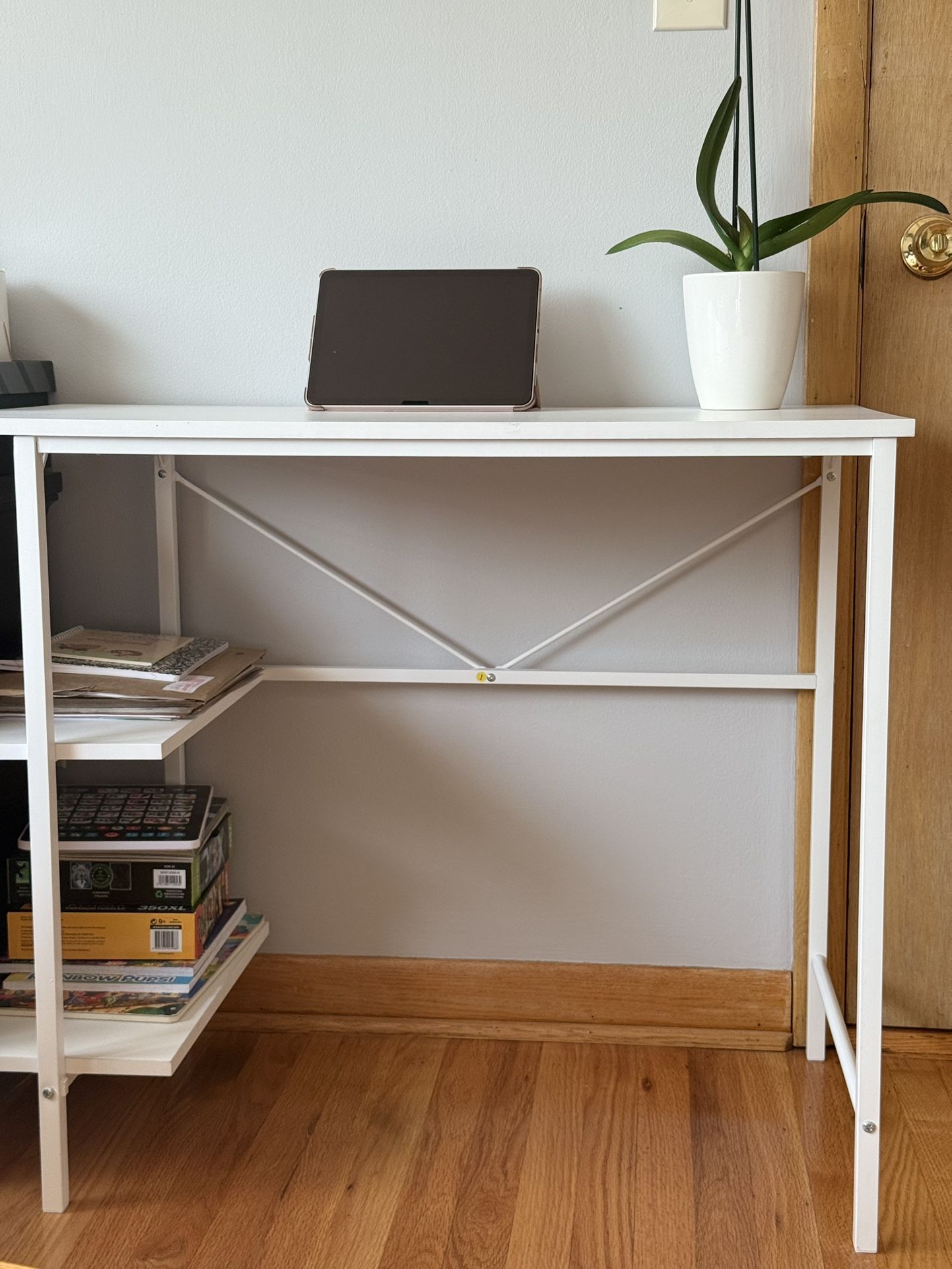 Mainstays Pierce 30 Inch Tall Storage Desk White 35.98" W X 18.90" D X 30" H