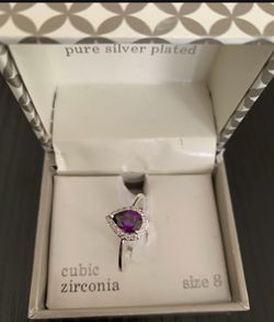 Silver plated amethyst rinhy