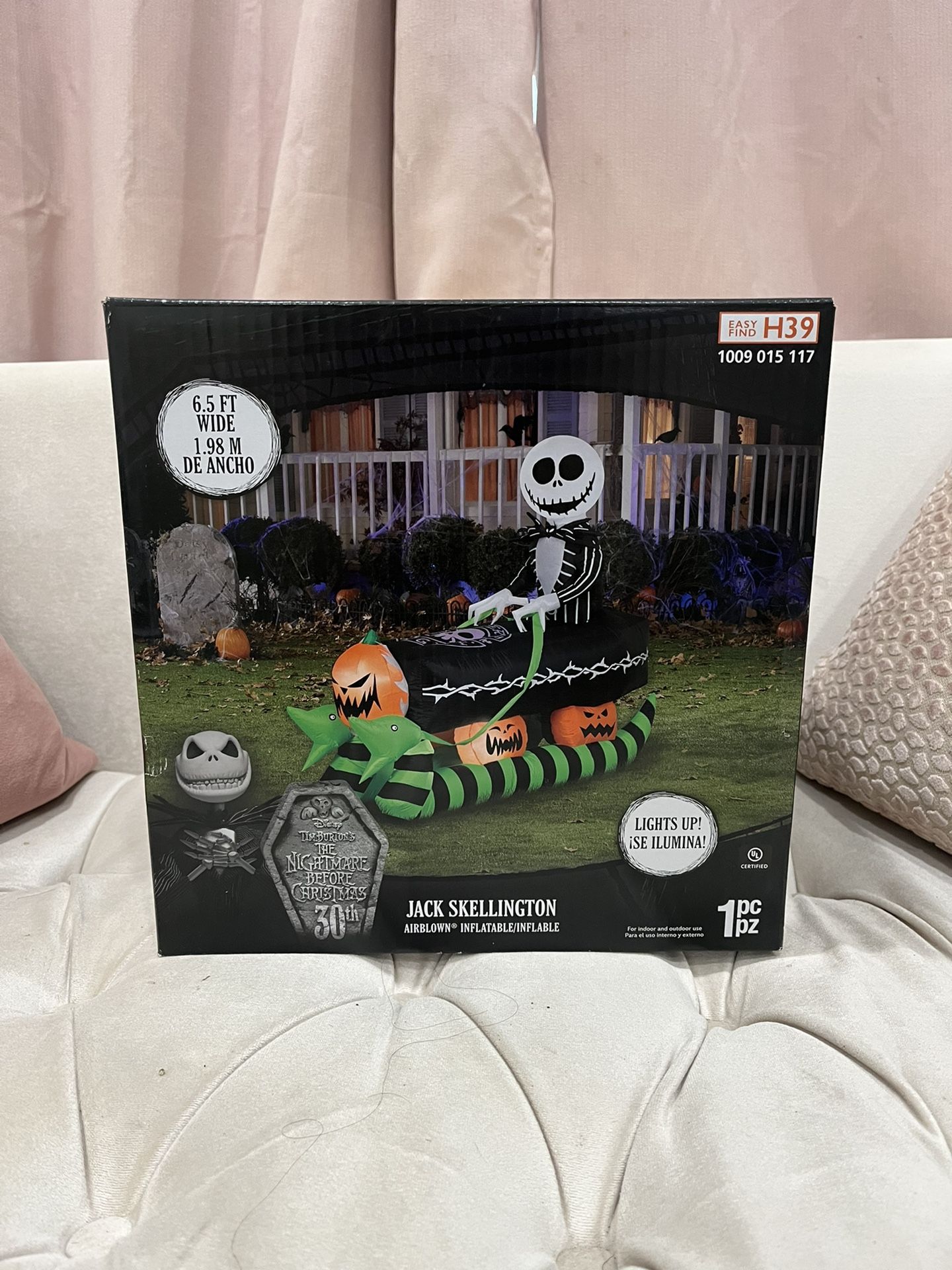Jack Skellington on Coffin Sleigh Inflatable