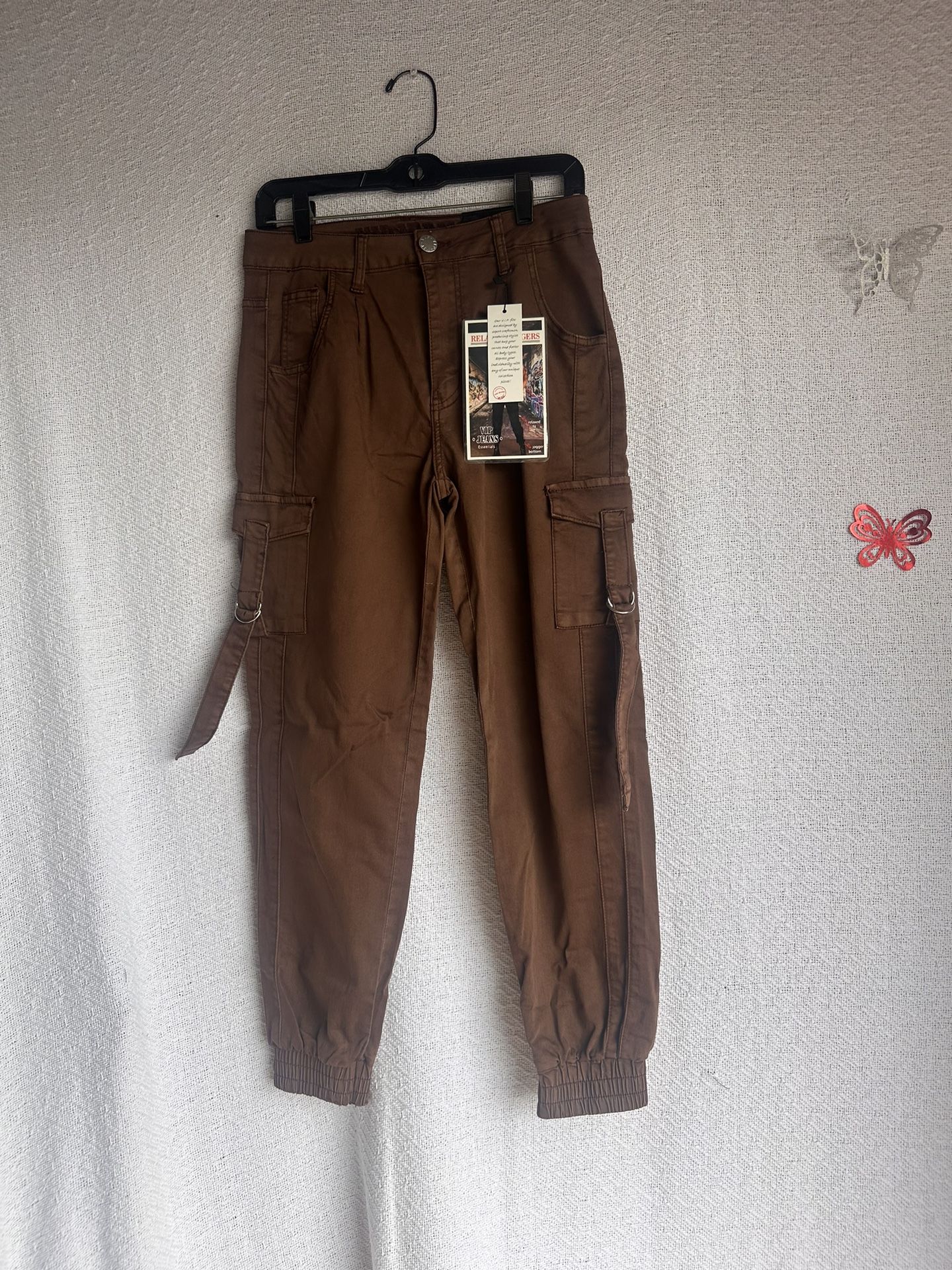 VIP jeans sculpting stretch brown joggers 7/8 relaxed fit women’s juniors