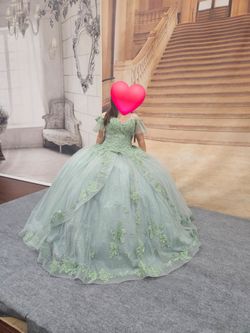 Sage green quinceañera dress