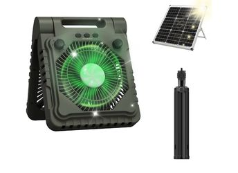 Fan 10000mAh Portable Fan, 3-Speed Settings with LED Lantern,Solar Charging & Timer & Bracket - Compact Cooling for Outdoor/Room/Workspaces（ Desk Fan 