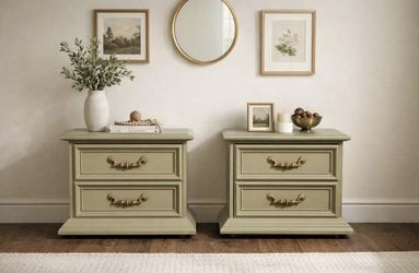 Vintage Wood Nightstands Set