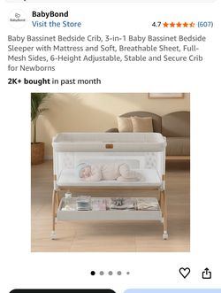 Baby Bassinet Bedside Crib, 3-in-1