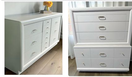 Huntley Furniture White Solid Wood 2 Dresser Set