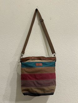 Canvas Striped Crossbody Shoulder Bag