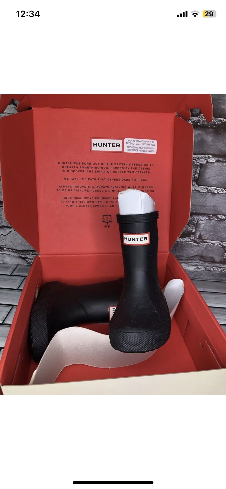 New! Hunter Kid's Black Original First Classic Rain Boots Toddler Sz 5M US/21EU