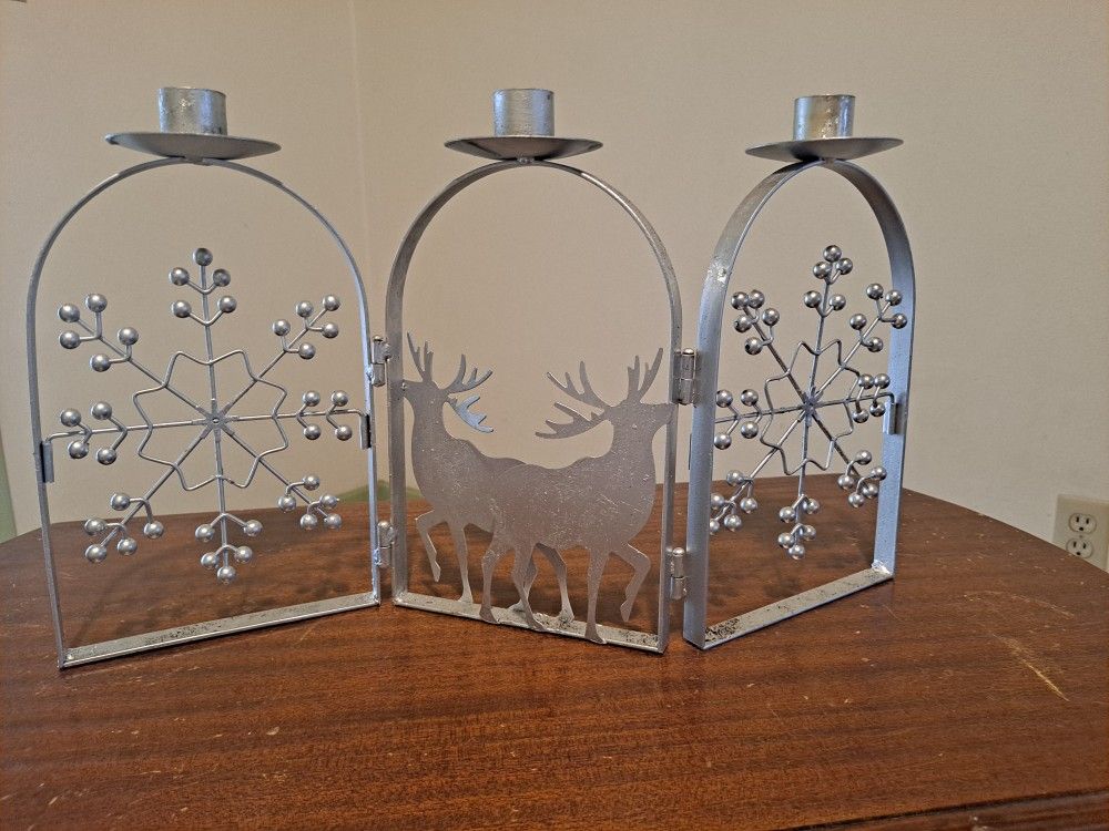Reindeer And Snowflakes Candle Holder