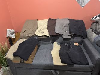 5 Pairs Of Dickies Pants, 6 Pairs Of Wrangler Pants
