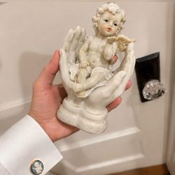 Original Vintage Bisque Porcelain Angel Cupid Cherub Figure Fine Art Antique 5” Figurine Collectible Statue Religious Spiritual Decorator HILLCREST