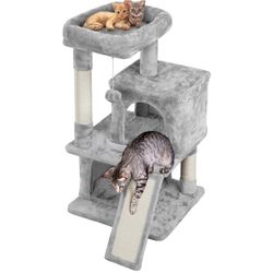 34 Inch Cat Tree, Light Gray