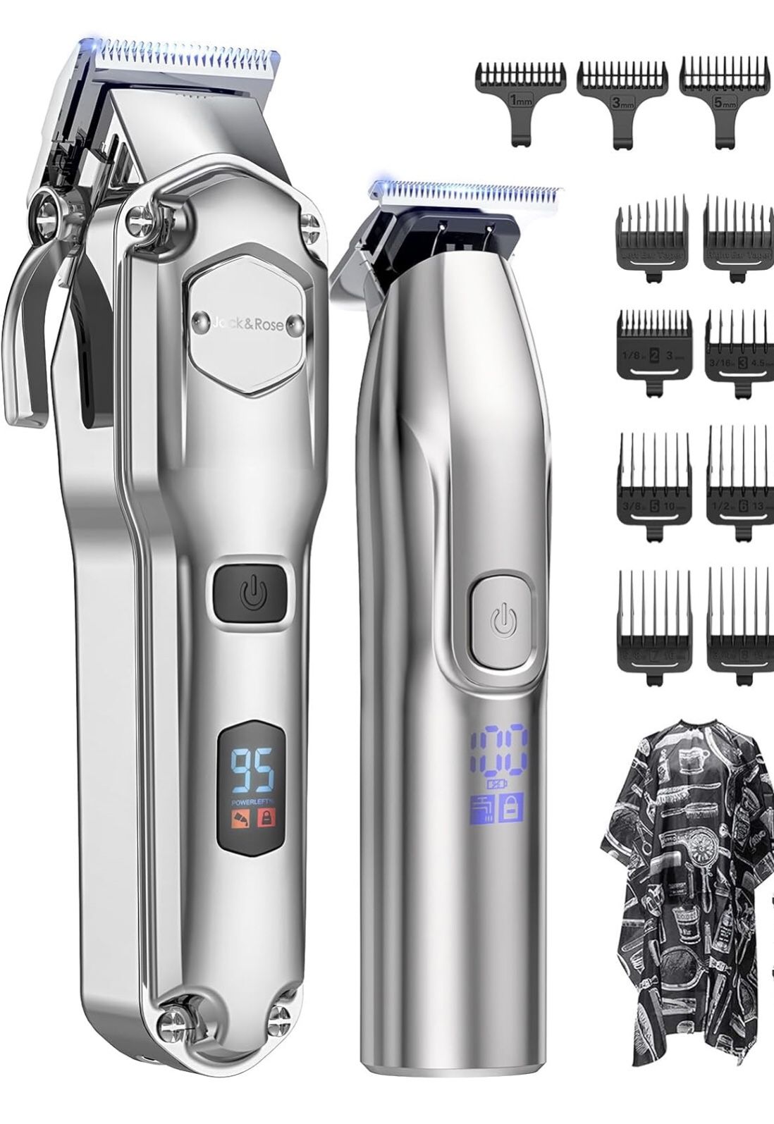 Jack & Rose Clippers and Trimmers Set, Cordless Hair Clippers for Men, Barber Clippers Set