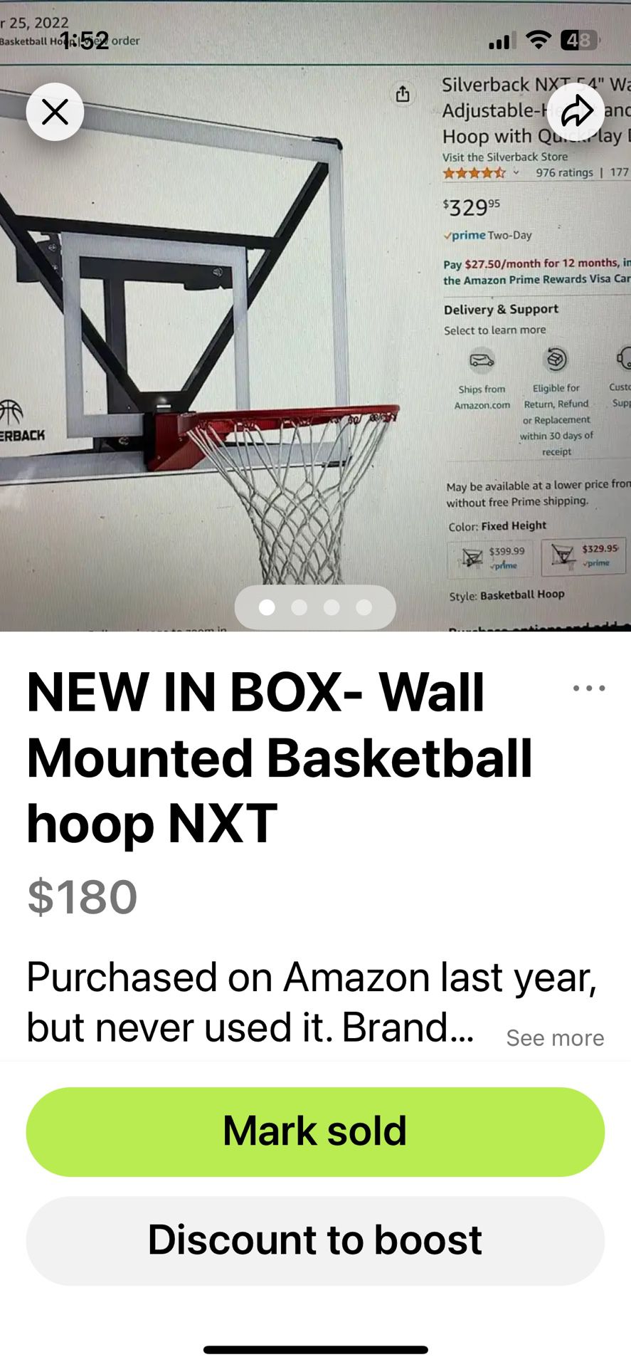 NEW IN BOX NXT Wall Mounted basketball hoop