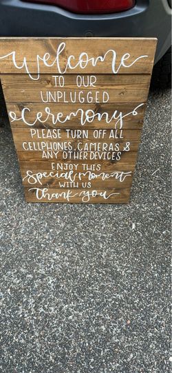 Wooden Unplugged Wedding Ceremony Sign