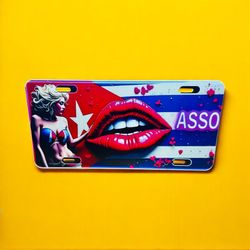 Chapa Para Carro Con Bandera Cubana 