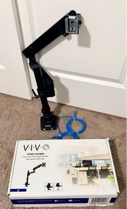 VIVO STAND-V101BDU Pneumatic Monitor Arm with USB Hub - Black, Original Box