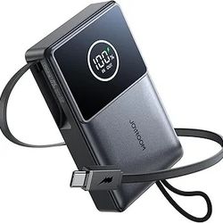 Retractable Power Bank, 22.5W Fast Portable Charger with Built in Retractable USB-C Cable, 10000mAh Mini Battery Pack Charger