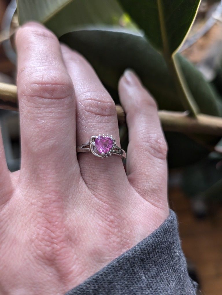 Lab Created Pink Sapphire P4SR Ring
