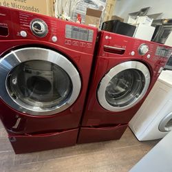 LG SET washer And Dryer Front Loads “red” 