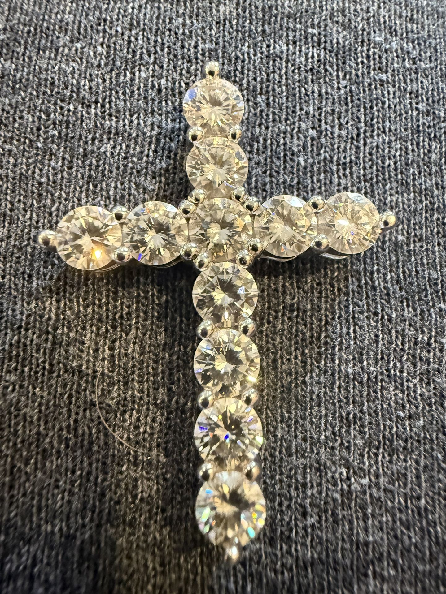 Moissanite Diamond Cross No Chain White Plated Gold