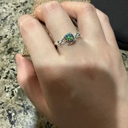 Fire Opal Ring ,silver 925 Size 8