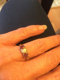 14k garnet and opal ring size 7