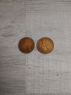 UK ONE PENNY LARGE COIN 1962 & 1967 QUEEN ELIZABETH  II