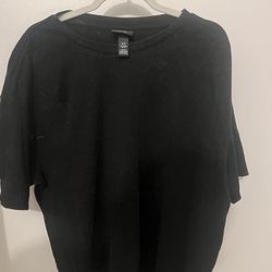 H&M Black Loose-Fit Tee with Crew Neck
