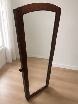 Wooden Locking Jewelry Armoire with Full-Length Mirror – pick-up only