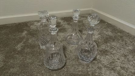 4 glass decanters