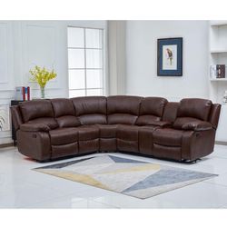 Ashley Museum Fully Reclining Sectional Couch Brown 