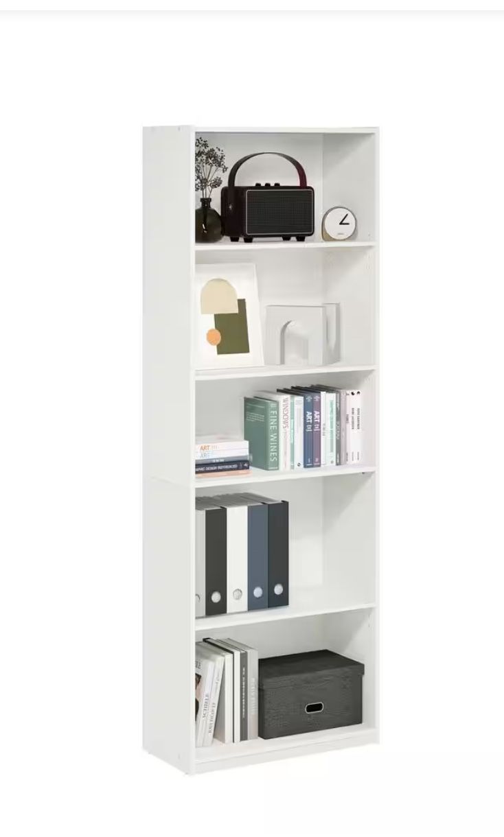 White 5-Shelf Standard Bookcase