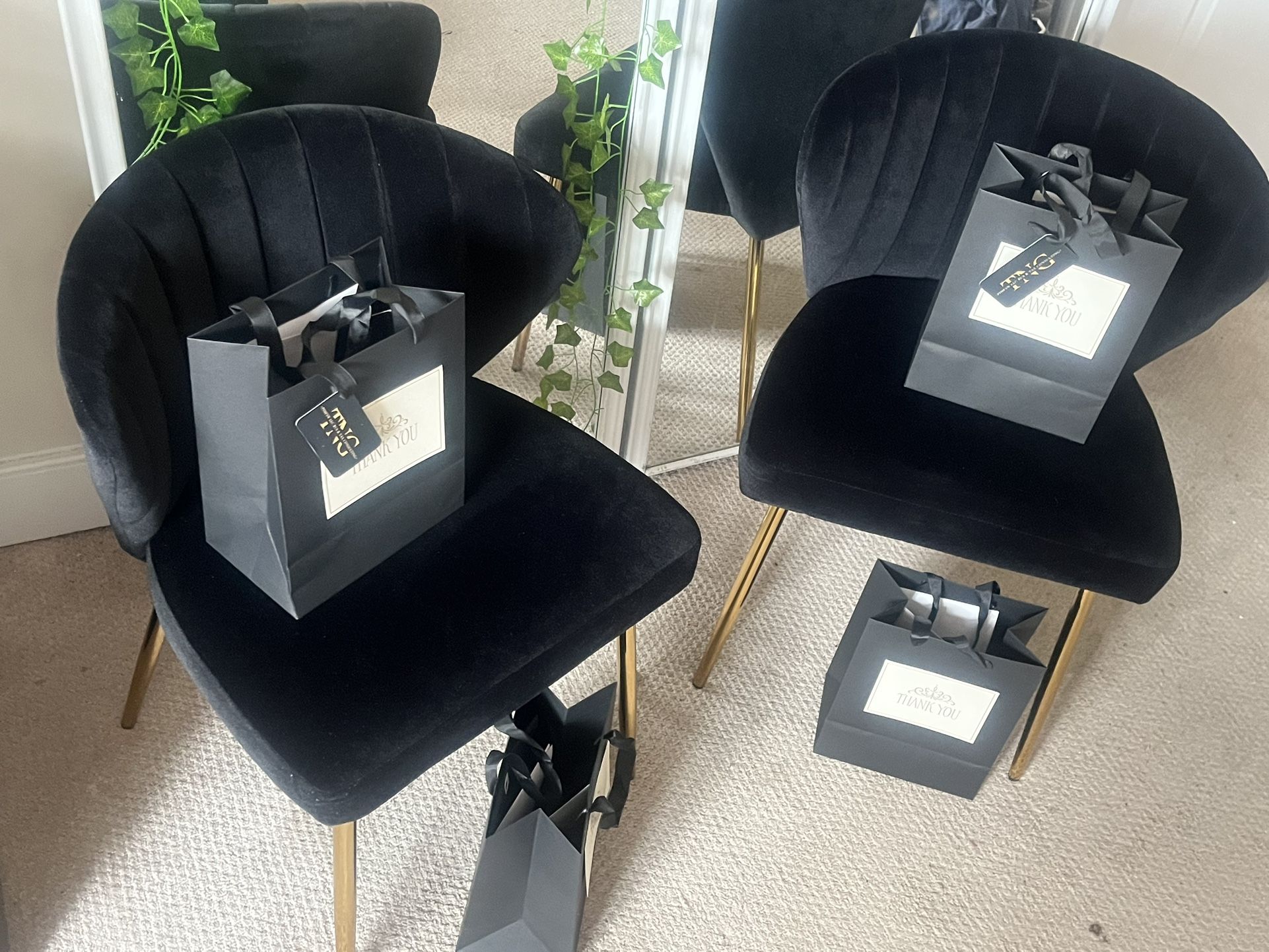 Beautiful Black And Gold Velvet Chairs