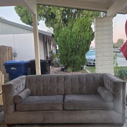 Beautiful GRAY Chesterfield Couch