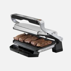 T-Fal Indoor Grill 14.8"Hx9"Wx15.8"D Stainless Steel Soptigrill Aluminum Silver