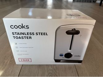 Cooks 750 Watt Stainless Steel Toaster System, 2 Slice Toaster, 6 Settings, NEW IN BOX