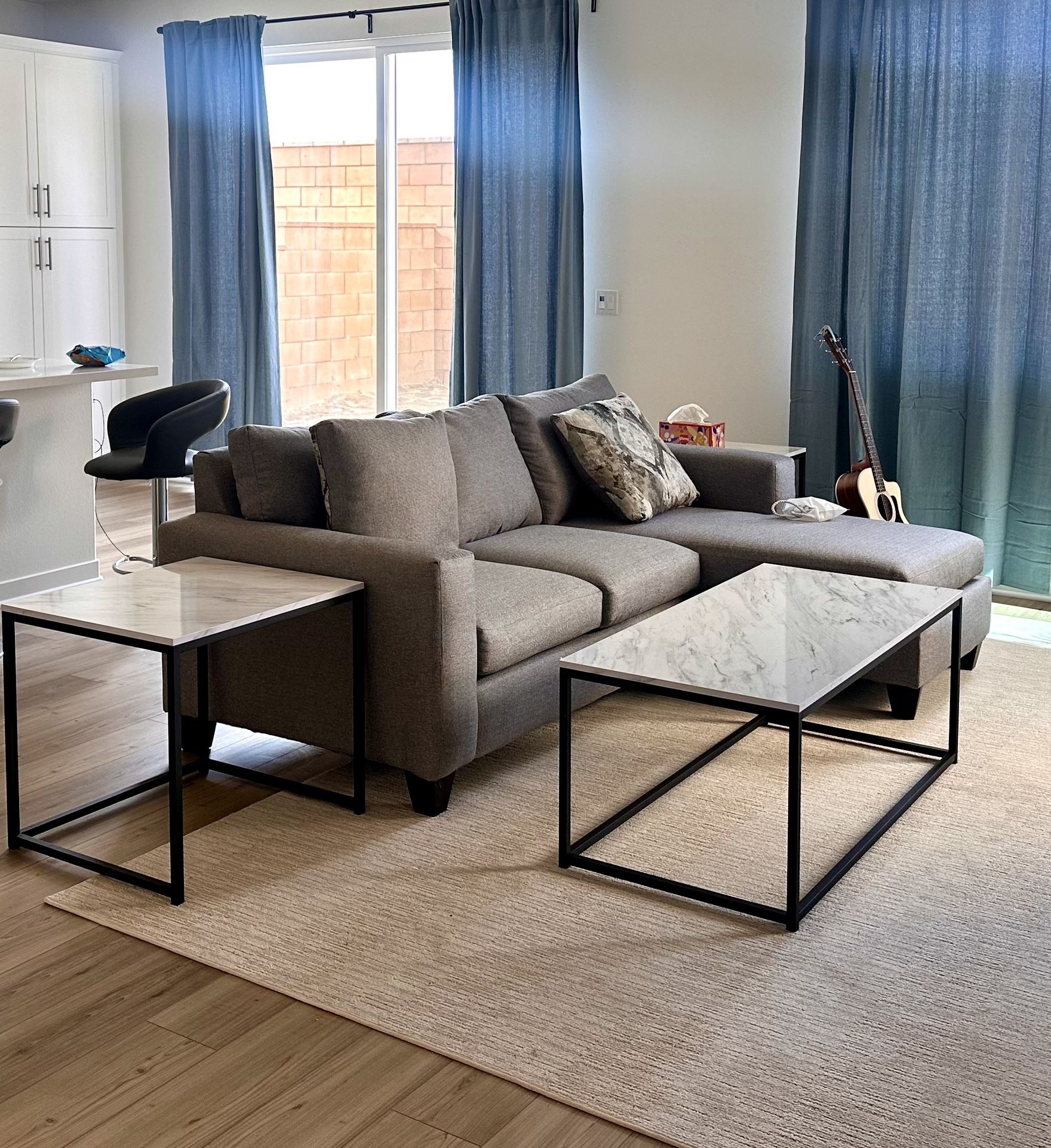Faux Marble Coffee And 2 Side Tables