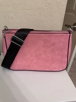 Pink Crossbody Bag with Black Strap