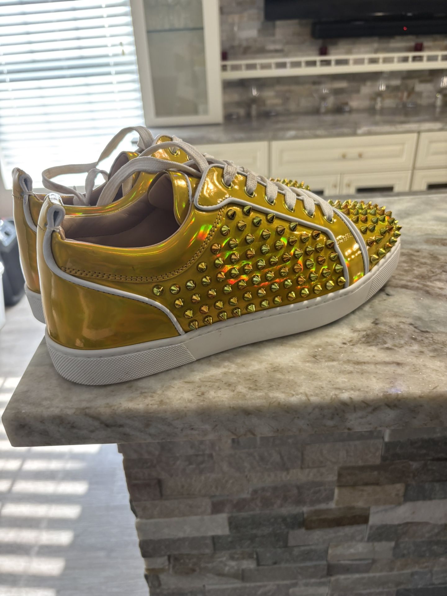 Christian Louboutin Louis Flat Spikes – Gold Iridescent