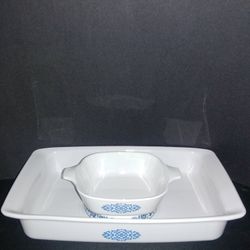 Corningware Blue Macrame Pair