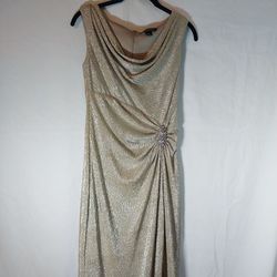 Lauren Ralph Lauren metallic cowl neck evening gown in gold