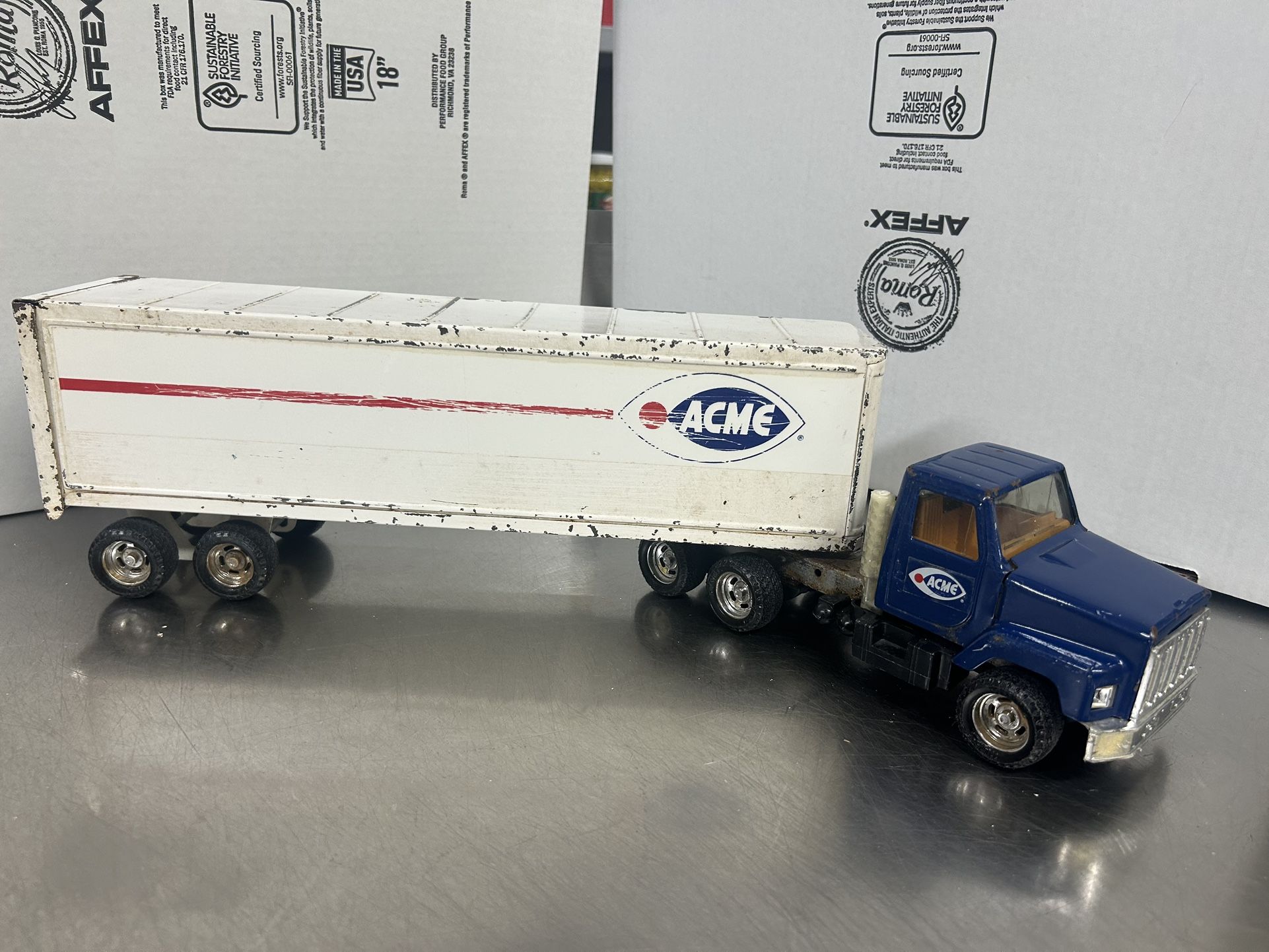 VINTAGE Pressed Steel Acme Semi Truck Toy