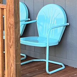 Vintage Retro Metal Turquoise Chairs