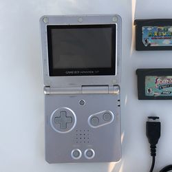 Game Boy Advance SP With Charger And Games