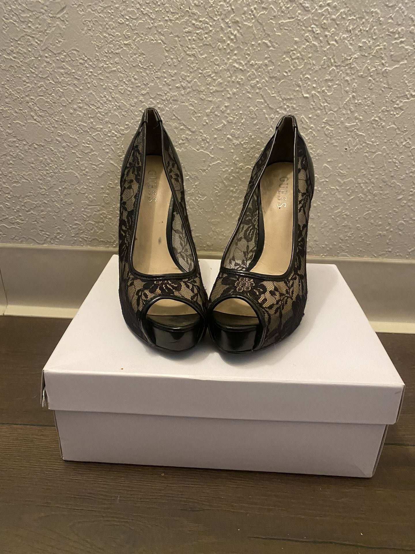 Black Lace Guess High Heels