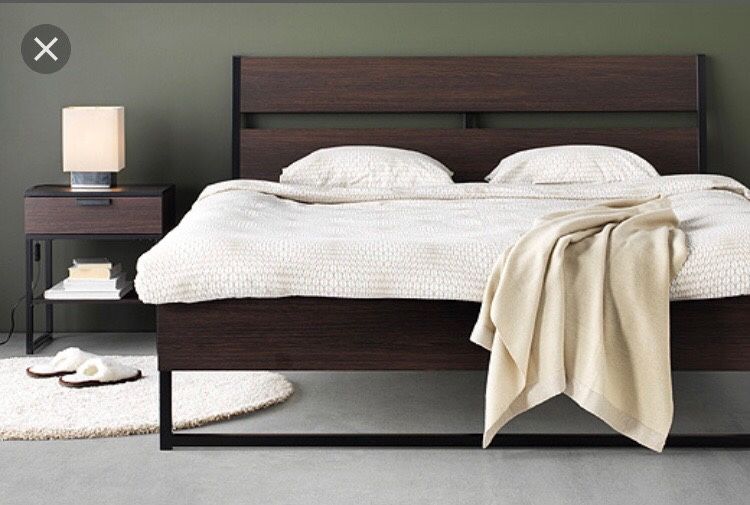 Full size bed frame and headboard. IKEA-TRYSIL