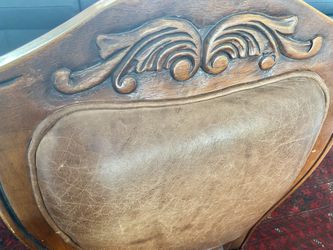 6 Natural Leather / Solid Wood Dining Chairs  $30 Each Chair (6 chairs)