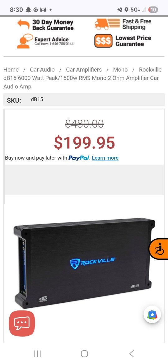 ROCKVILLE 6000 WATT AMP 60 OBO