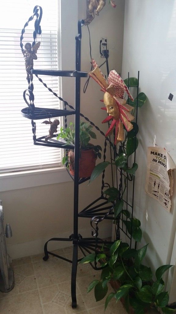 Wrought iron spiral plant stand